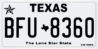 TX license plate BFU8360