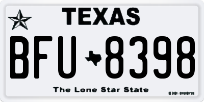 TX license plate BFU8398