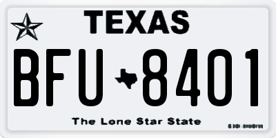 TX license plate BFU8401