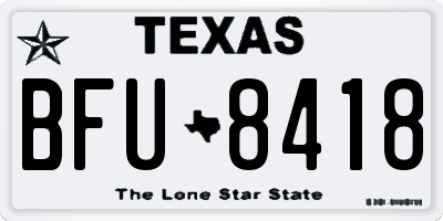 TX license plate BFU8418