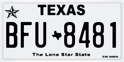 TX license plate BFU8481