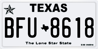 TX license plate BFU8618