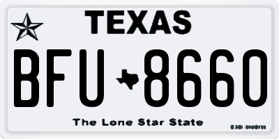TX license plate BFU8660