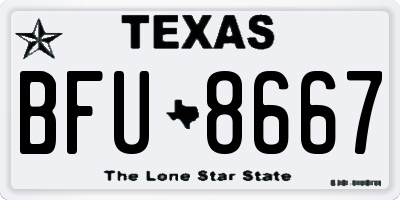 TX license plate BFU8667