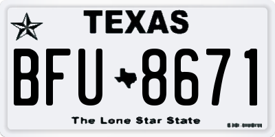 TX license plate BFU8671