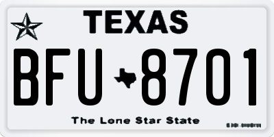 TX license plate BFU8701