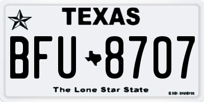 TX license plate BFU8707