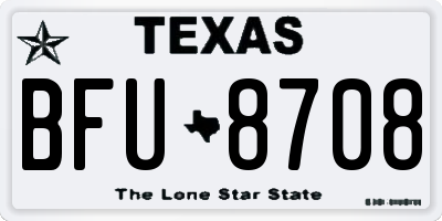 TX license plate BFU8708