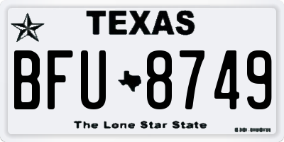 TX license plate BFU8749