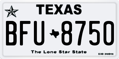 TX license plate BFU8750