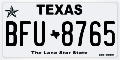 TX license plate BFU8765