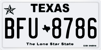 TX license plate BFU8786
