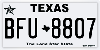 TX license plate BFU8807