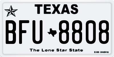 TX license plate BFU8808