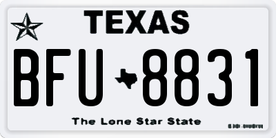 TX license plate BFU8831