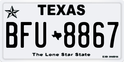 TX license plate BFU8867