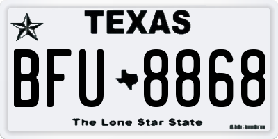 TX license plate BFU8868