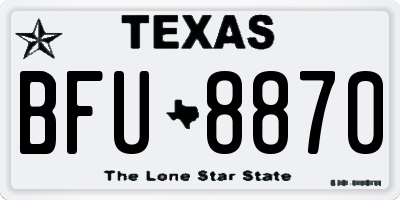 TX license plate BFU8870