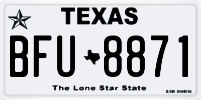 TX license plate BFU8871