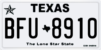 TX license plate BFU8910