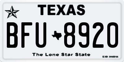 TX license plate BFU8920
