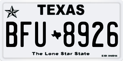 TX license plate BFU8926