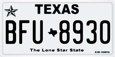 TX license plate BFU8930