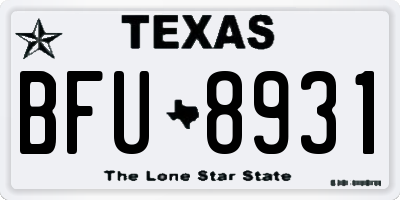 TX license plate BFU8931