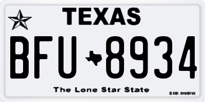 TX license plate BFU8934