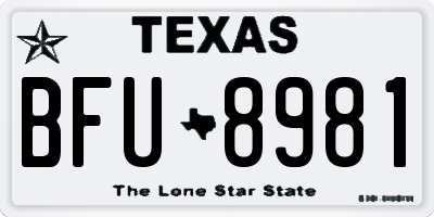 TX license plate BFU8981