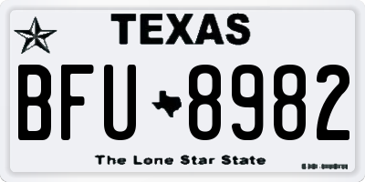 TX license plate BFU8982