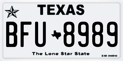 TX license plate BFU8989