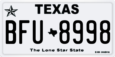 TX license plate BFU8998