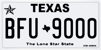 TX license plate BFU9000