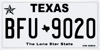 TX license plate BFU9020
