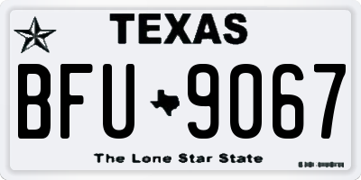 TX license plate BFU9067