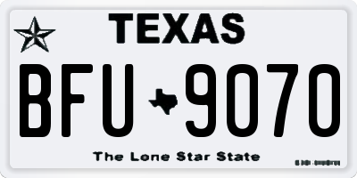 TX license plate BFU9070