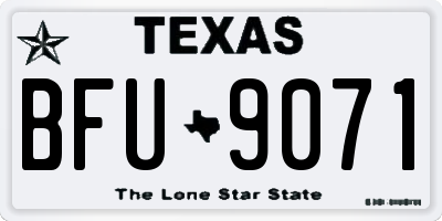 TX license plate BFU9071