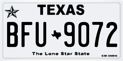 TX license plate BFU9072