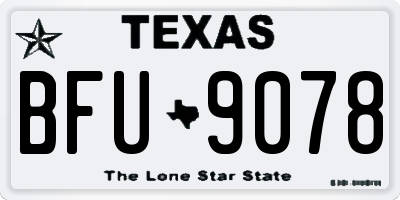 TX license plate BFU9078