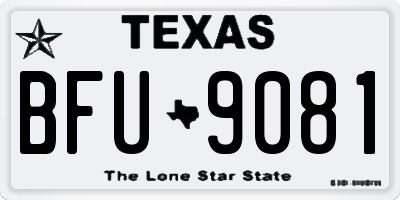 TX license plate BFU9081