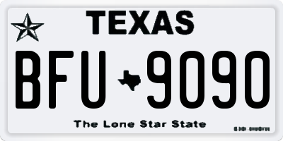 TX license plate BFU9090