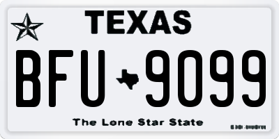 TX license plate BFU9099