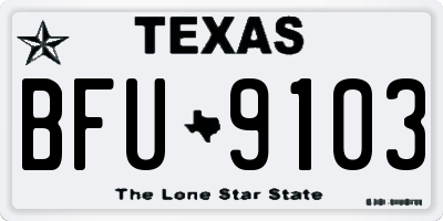 TX license plate BFU9103