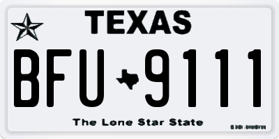 TX license plate BFU9111