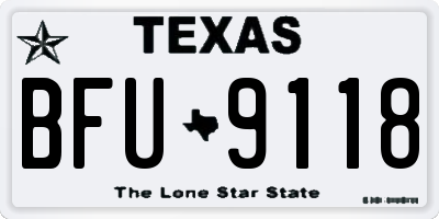 TX license plate BFU9118