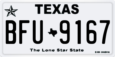 TX license plate BFU9167