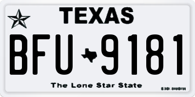 TX license plate BFU9181