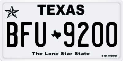 TX license plate BFU9200