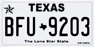 TX license plate BFU9203